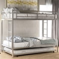 thumbnail image 2 of Silver twin twin bunk bed with trundle and slatted guardrails for safe sleeping space - saving, 2 of 2