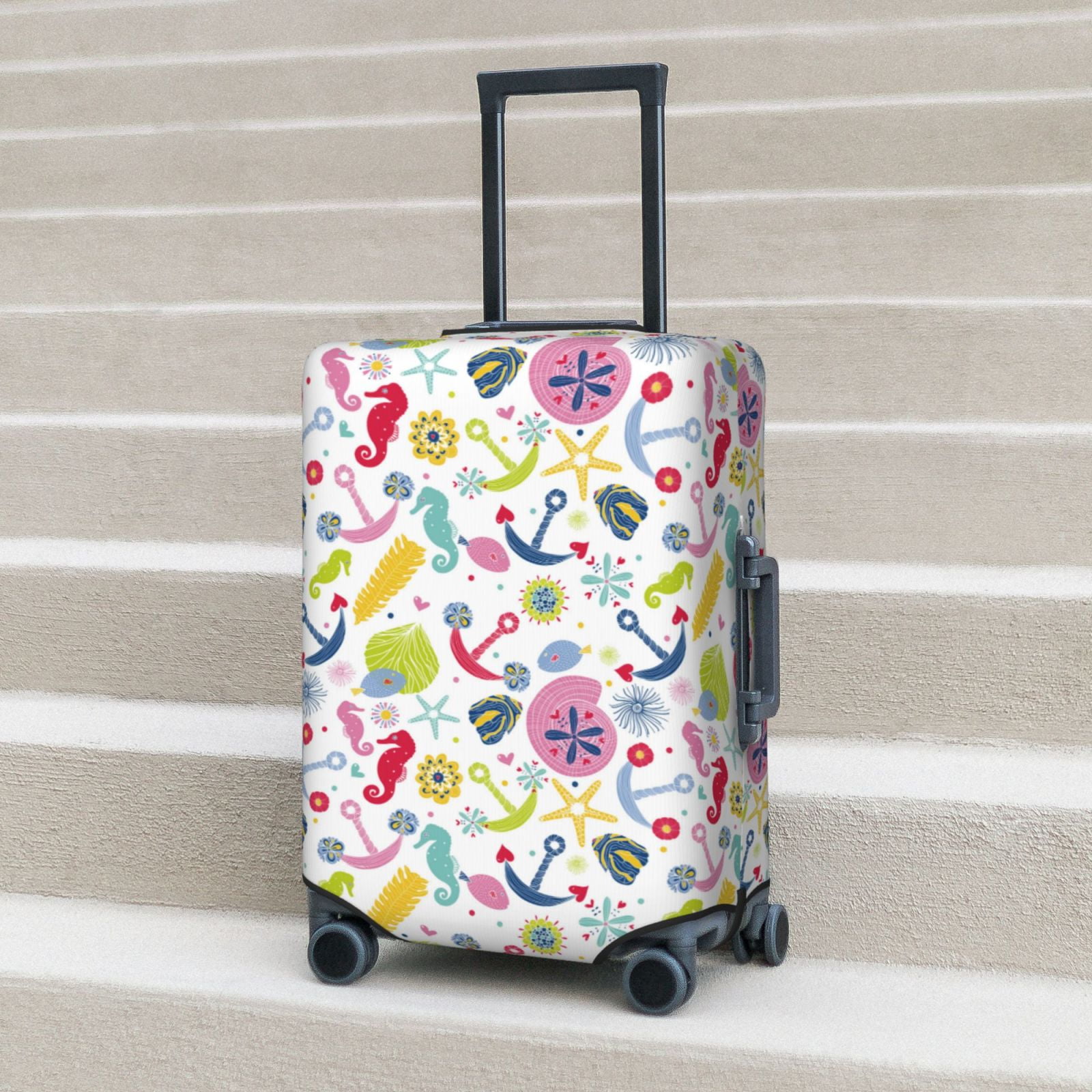 Hirioo Undersea Seahorse for Elasticity Suitcase Cover (No luggage Included) Durable Luggage Protector Fits 18-32 Inch Luggage-Medium