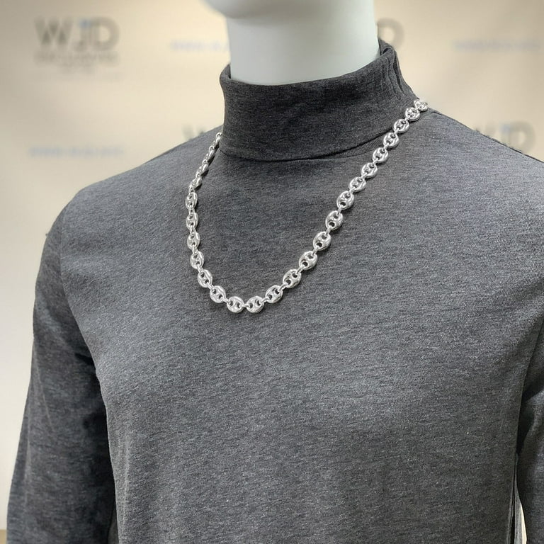 925 Sterling Silver 12mm Puffed Anchor Mariner Chain