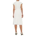 thumbnail image 3 of Vestido plisado de mujer Inspire Chic con cuello simulado, mangas cortas, ceñido a la cintura, estilo A-Line, 2XL, blanco, 3 of 5