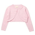 thumbnail image 3 of Sinleey Kids Girls Solid Color Long Sleeve Crochet Cardigan Single Button Bowknot Design Pink 140, 3 of 7