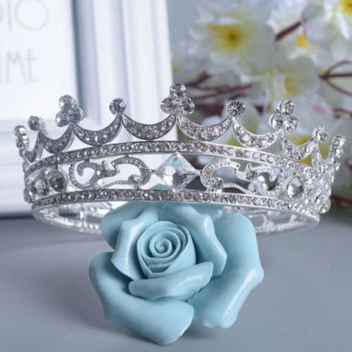 4.5cm High Purple Green Flower Crystal Wedding Queen Princess Prom Tiara Crown 