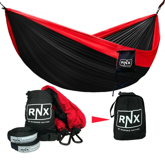 RNX Red Portable Double Hammock Lightweight Parachute Nylon for Outdoor Camping
