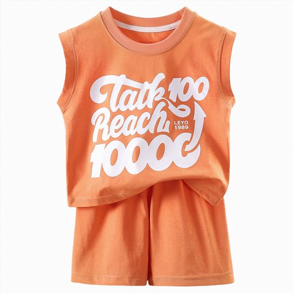 Toddler Boy'S Short Sleeve T-Shirt And Short Outfit Set 6-12 Months 12-24 Months 2t 3t 4t 5t 6t 7t Children(Orange,6-12 Months)