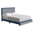 thumbnail image 2 of Sleep Sync Boyd Sleep Barcelona Diagonal Linen Upholstered Platform Bed Frame Blue King, 2 of 5