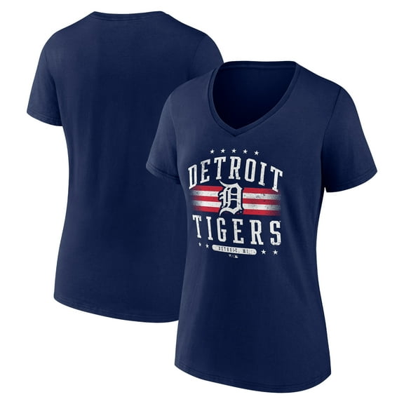 Women's Navy Detroit Tigers Americana Team V-Neck T-Shirt