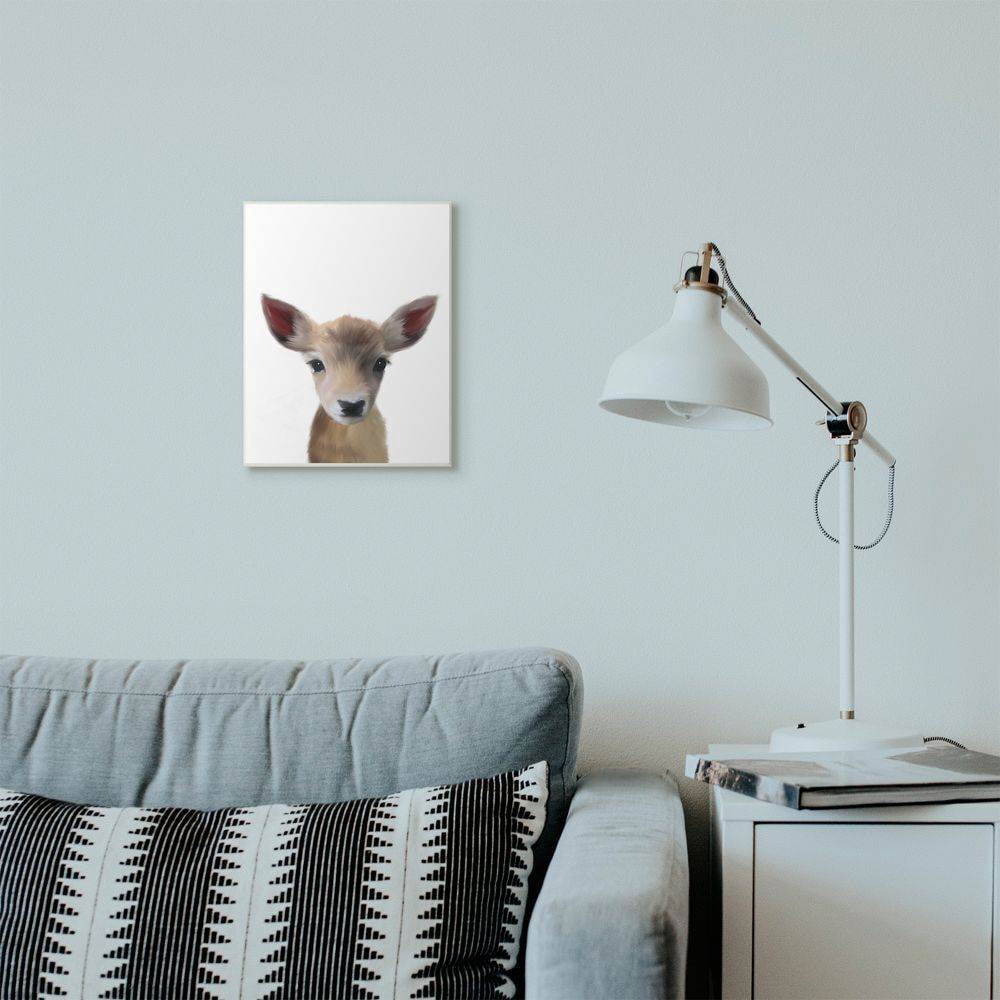 The Kids Room by Stupell Baby Deer Animal Kids Painting Wall Plaque Art by Leah Straatsma