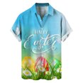 thumbnail image 3 of Camisas hawaianas con estampado 3D de conejo de dibujos animados para hombre y mujer, camisa playera con botones y diseño de huevo de colores para el día de Pascua, 3 of 5