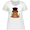 thumbnail image 3 of Inktastic Groundhog Day with Groundhog in Top Hat Women's Plus Size T-Shirt, 3 of 5