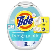 Tide PODS Free and Gentle Odor Refresh Laundry Detergent Pacs, 45 Count, Hypoallergenic Laundry Detergent Pacs