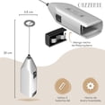 thumbnail image 3 of Cazzenie Espumador de Leche eléctrico con batidor de acero inoxidable. Batidor de mano para café, capuchino o cócteles. Batidor de huevo Ideal para batir bebidas en taza o vaso. Milk Frother, 3 of 5