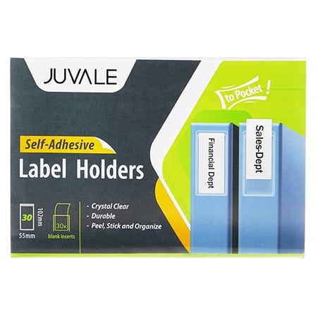 30 Pack Self Adhesive Pockets with Blank Card Labels, Clear Label Holders with White Cards (2.1 x 4 In)