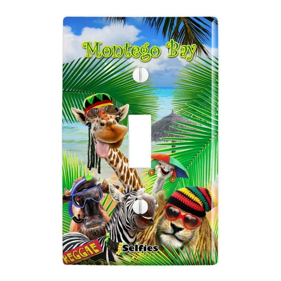 Montego Bay Jamaica Giraffe Zebra Lion Plastic Wall Decor Toggle Light Switch Plate Cover