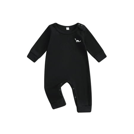 

Owls Yard Baby Jumpsuit Long Sleeve Crew Neck Embroidery Dinosaur Fall Romper
