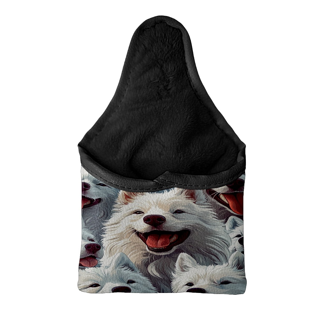 Golf Mallet Putter Cover Premium Leather Waterproof Golf Putter Head Cover with Magnetic Closure Cute Samoyed