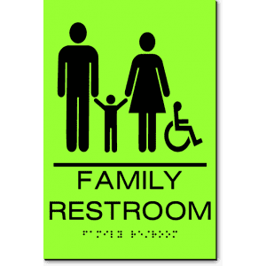 

California FAMILY RESTROOM Accessible Wall Sign-Laserglow / Black (2 Units)