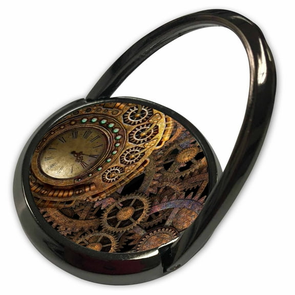 3dRose, Image of Bejeweled Clock And Color Metal Steampunk Gears, Phone Ring