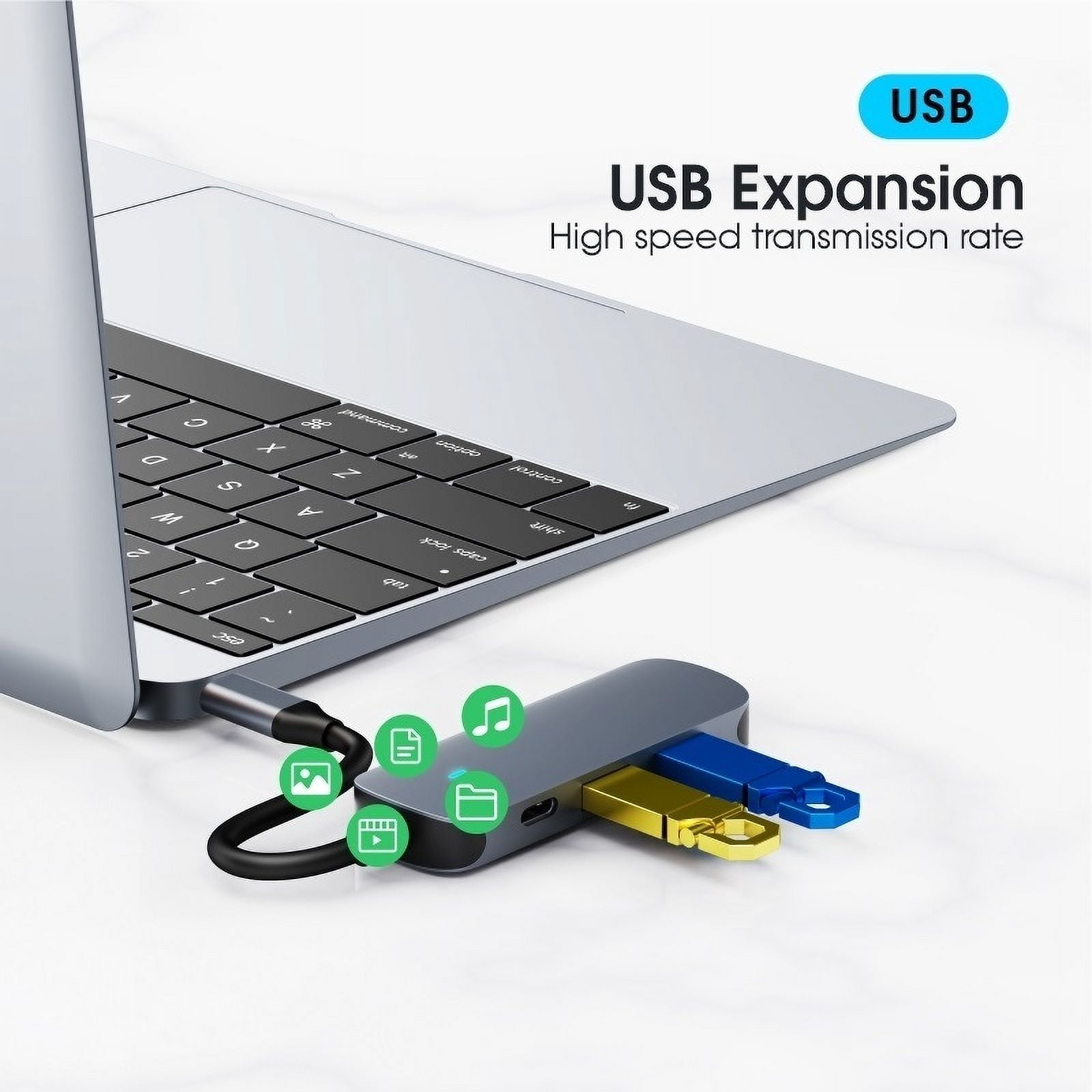 4 in 1 Led USB C Hub Dock Type C to Compatible USB 3.0 Splitter