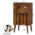 thumbnail image 2 of Joaxswe Record Player Stand with Vinyl Storage, Brown Record Storage Cabinet Holds up to 160 Albums , Mid-Century Turntable Stand for Living Room, 2 of 8