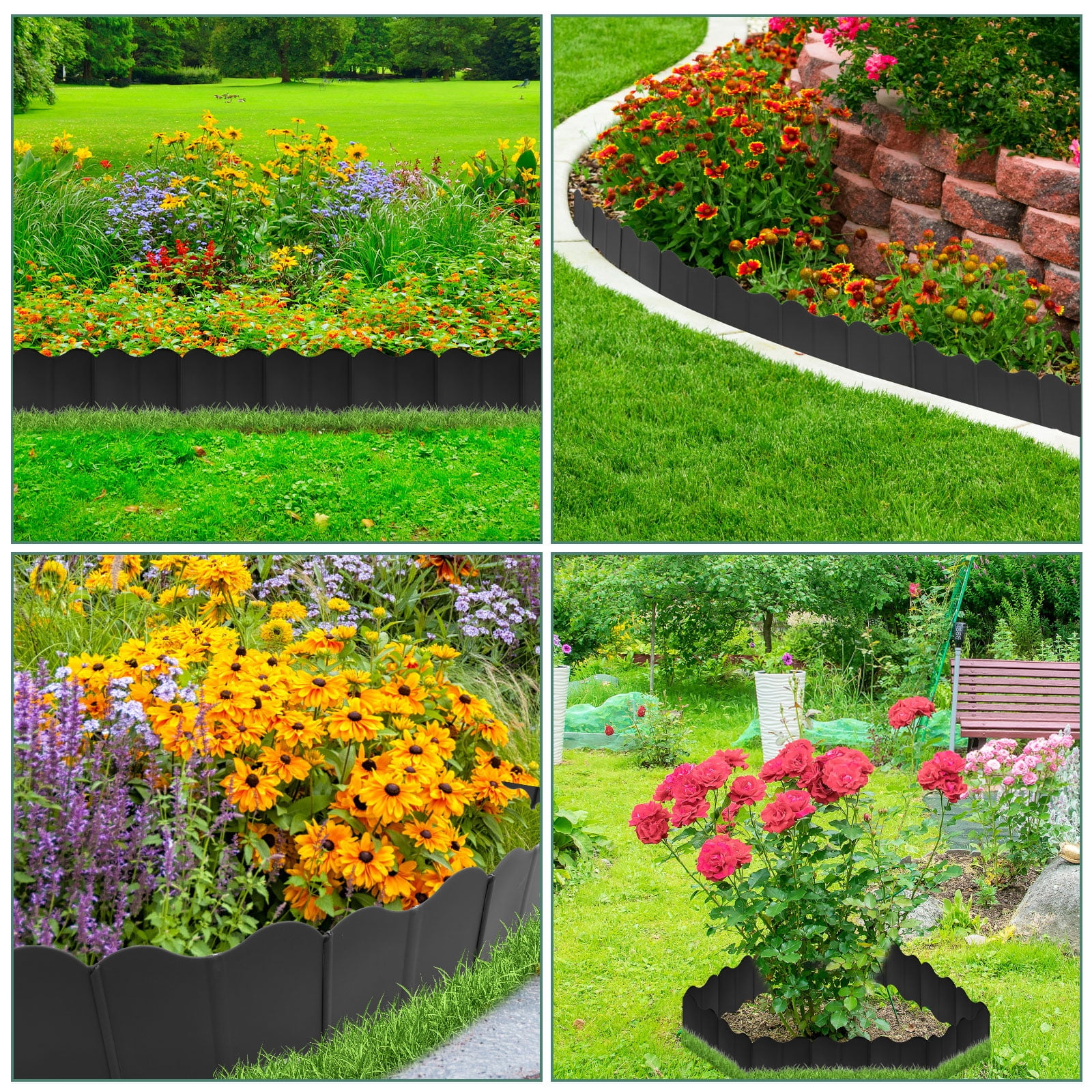 20PCS Lawn Gardens Fence Edgings Kit Easy to Install Versatile Edging Border No Dig Landscape Sturdy Gardens Landscape Edging Borders Stable Interlocking Landscaping Edging for Outdoor