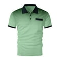 thumbnail image 5 of UVEASISHA Mens Polos Shirts Casual Short Sleeve Button Lapel Golf Fit Tee Shirts with Pocket Summer Fashion Stylish Polka Dot Gradient Color Work Top 2025,Green,L, 5 of 5