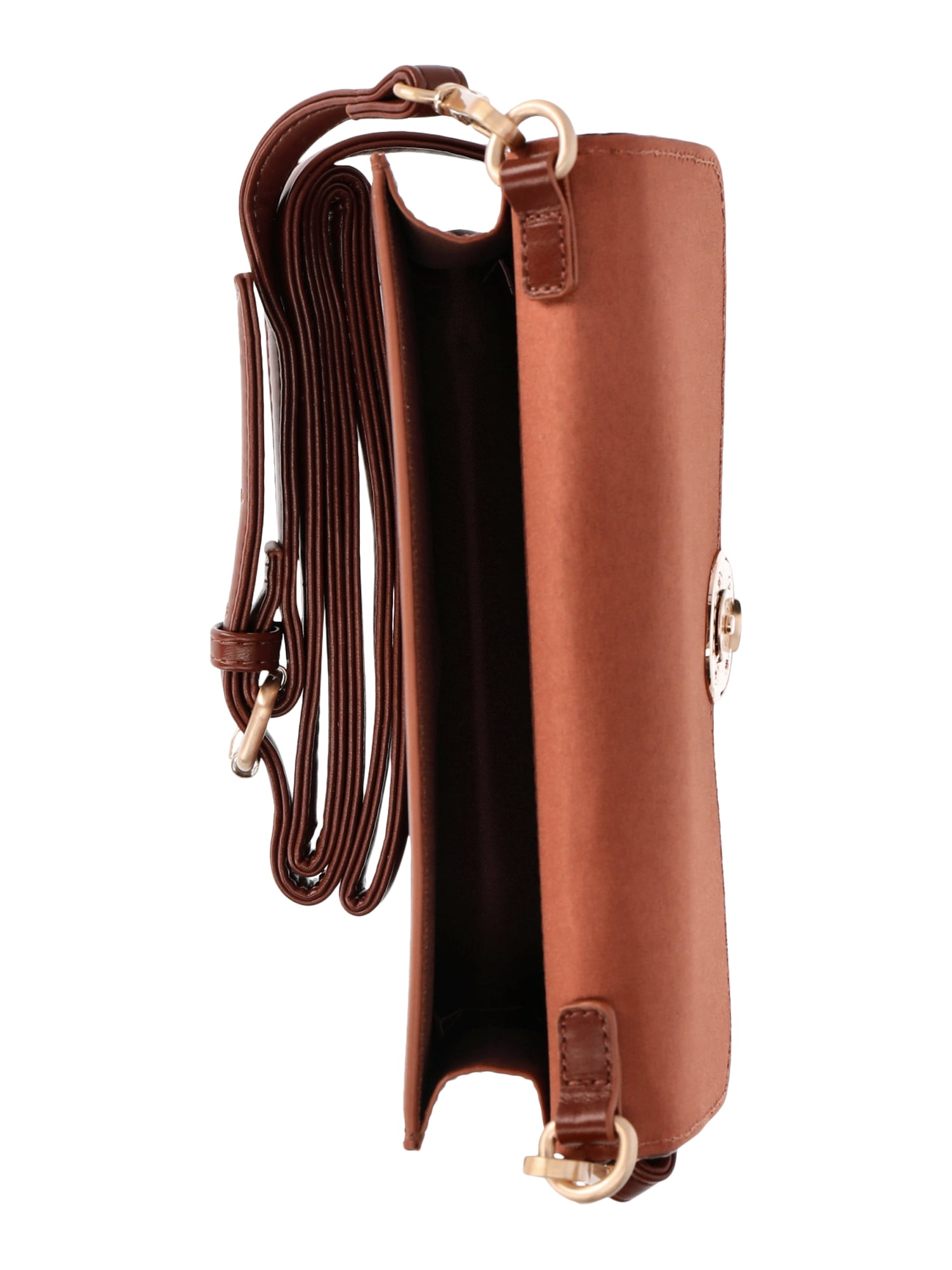 Time and Tru Women's Gigi Quilted Flap Top Wallet, Cognac