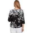 thumbnail image 2 of Alfred Dunner Womens Asymmetric Floral Monotone Crewneck Top, 2 of 4