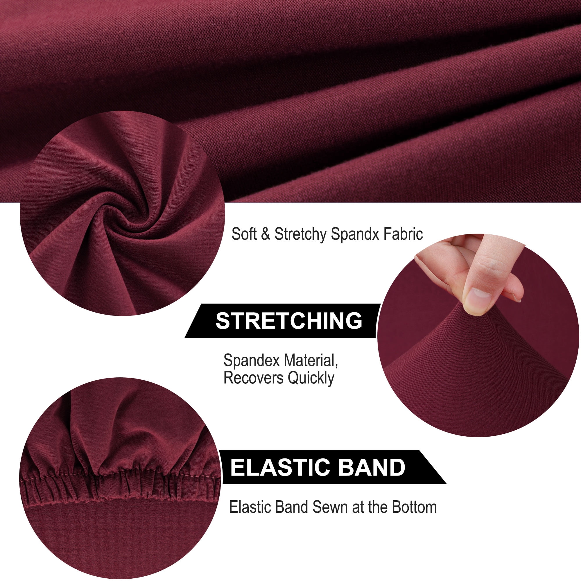 Unique Bargains Spandex Solid  Dining Chair Covers Protector Slipcovers Burgundy 2 Pcs