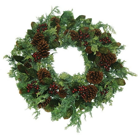 28" Cedar, Cone and Berry Wreath