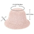 thumbnail image 3 of Crochet Raffia Bucket Hat Lightweight Foldable Wide Brim Sun Hat for Stylish Summer Protection - Pink, 3 of 4