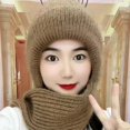 thumbnail image 3 of ievspot Women Winter Hat with Scarf Thick Cycling Headwear Solid Color Elastic Full Protection Outdoor Travel Cold Weather Skiing Cap, 3 of 7