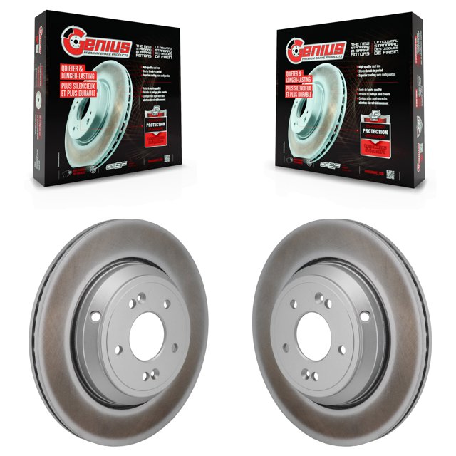 Genius Rear Coated Disc Brake Rotors Pair for Car Genesis G70 Kia Stinger G80 KG-102013