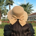 thumbnail image 6 of 56-60cm hat circumference women's straw hat sunshade sunscreen outdoor travel bow beach hat-Khaki, 6 of 6