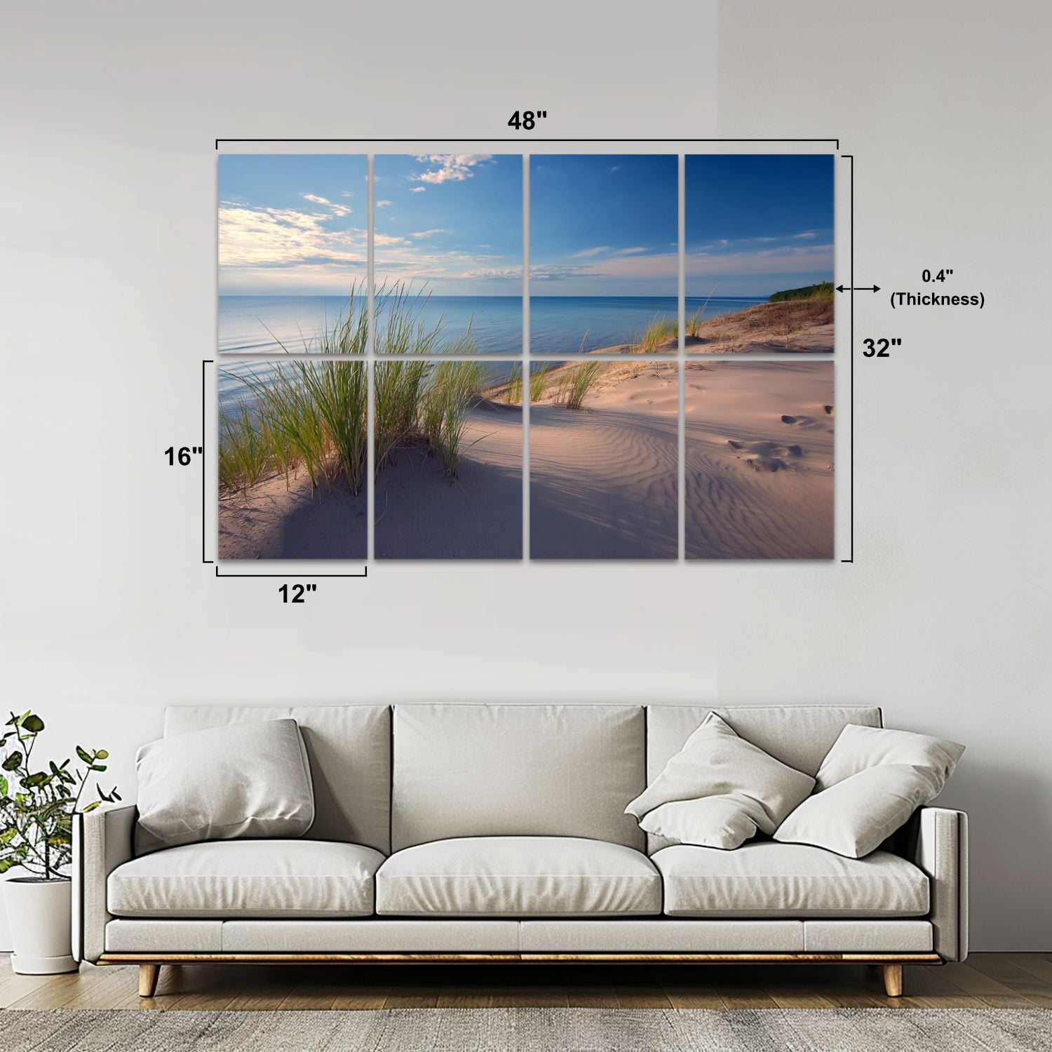 8 Pack Art Acoustic Panels Sound Absorbing sand grass lake michigan coast sleeping bear dunes Decorative Soundproof Wall Panels Self Adhesive for Nursery Game Room Bedroom 48"x32"