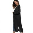 thumbnail image 4 of Women Full Length Thick Maxi Cardigan Duster Long Sleeve Open Front Sweater With Pockets Coat Tops, 4 of 4