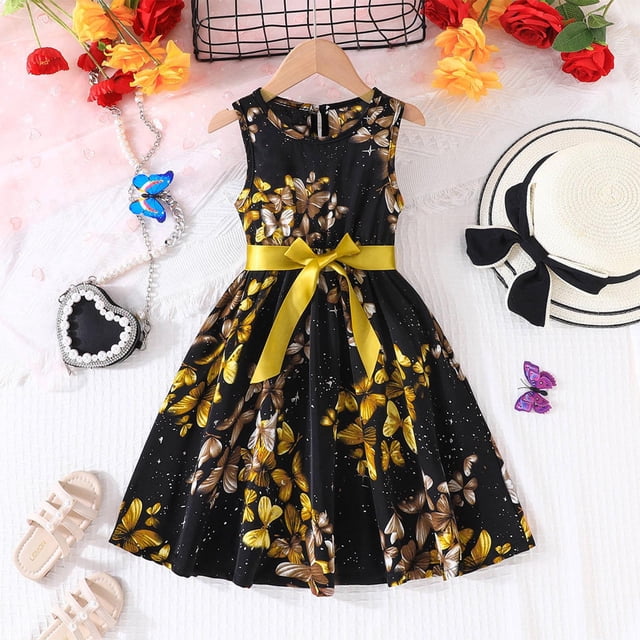 LOVZFMLL Robe de Princesse d'Été pour Tout-Petits Enfants Filles Fête Mariage Sans Manches Cheongsam
