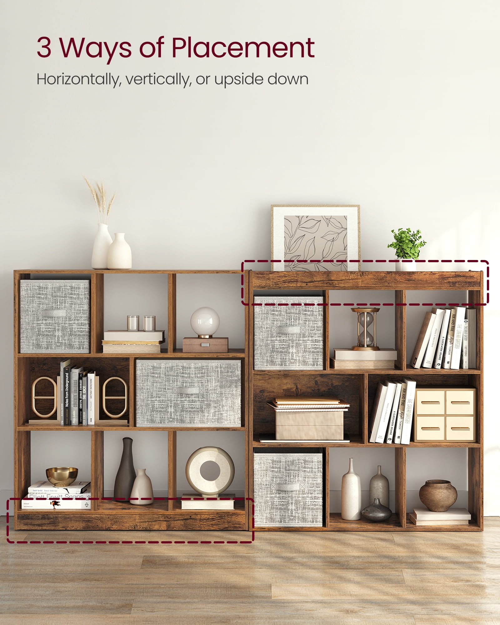 8-Cube Organizer, Modern Bookcase Storage for Livingroom Kidroom, Brown