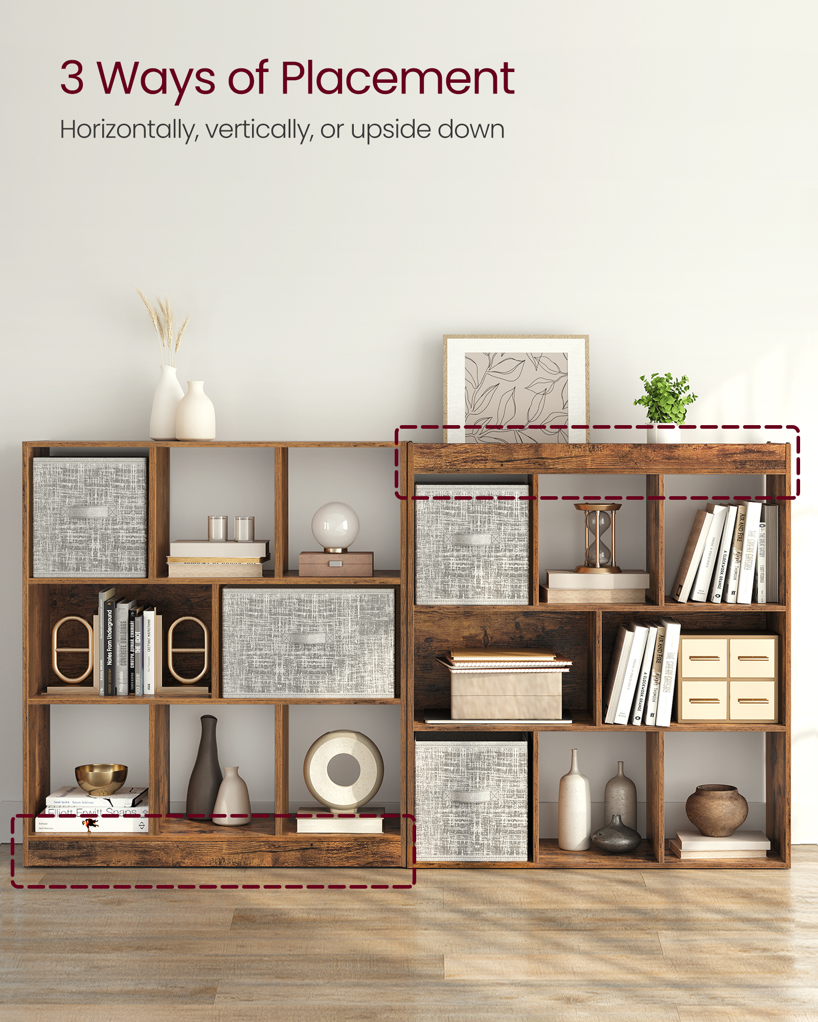 VASAGLE 8-Cube Organizer Bookcase, Brown photo 6