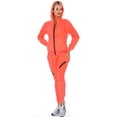 thumbnail image 1 of 9 Crowns Women's Slim FIt Moto  Hoodie Jogger Jacket and Pant Tracksuit Set (Hot Orange, Large), 1 of 3