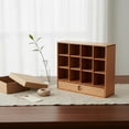 thumbnail image 4 of Vitrina De 12 Compartimentos Con Cajón, Madera Maciza, Mueble Para Muñecas A Escala 1/6, Aspecto Artesanal, Vitrina En Miniatura Para Escritorio, Madera De Nogal Negro., 4 of 8