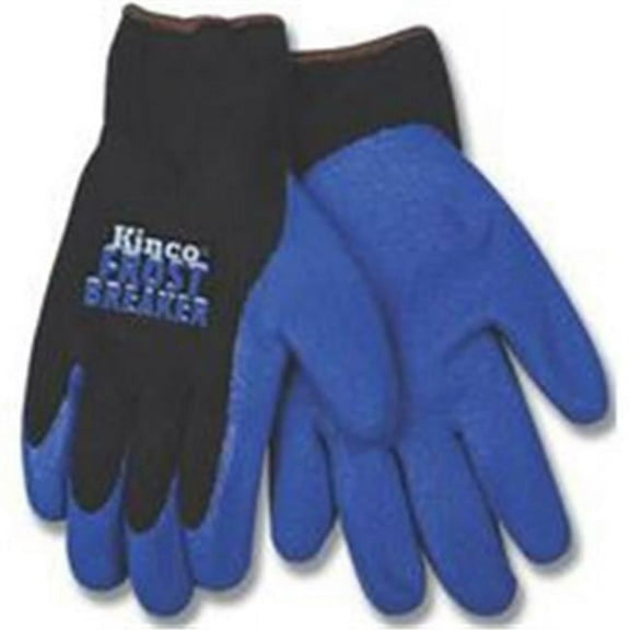 Kinco 1789-S Men's Form Fitting Thermal Gloves, Black Knit Shell, Blue Latex Coated Palm, Elastic Knit Wrist (Size: Small)