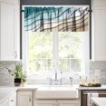 thumbnail image 4 of Geometric Curtain Valance Teal Blue Modern Aesthetic Brown Abstract Windows Short Curtain Valance for Kitchen Bedroom Bathroom Decor with Rod Pocket, One Panel 54X18 Inches, 4 of 6