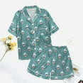 thumbnail image 4 of ASFGIMUJ 2 Piece Pajamas For Women Floral Graphic Print Short Sleeve Pj Sets Button Shirt And Shorts Loungewear Sets Home Wear, 4 of 4