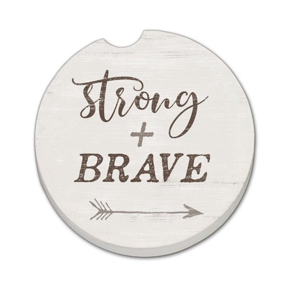 Thirstystone "Strong & Brave" Single Absorbent Stone Car Coaster