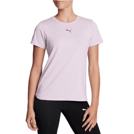 PUMA Womens' Short Sleeve Logo Tee (Pink, Large)