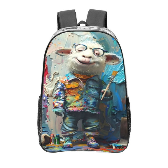 Sikiie Whimsical Goat Artist Clear Backpack, Transparent Bookbag for School for Women Men, Capacity Clear Bag for College, Travel