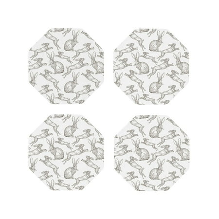 

Kdxio Hand Drawn Rabbit Funny Coasters 4 Pcs Leather Coasters Housewarming Gifts Protect Furniture from Water Marks Scratch and Damage