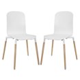thumbnail image 1 of Modern Contemporary Kitchen Wood Dining Chairs Set of Two White, 1 of 4