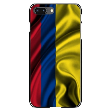 DistinctInk Case for iPhone 7 PLUS / 8 PLUS (5.5" Screen) - Custom Ultra Slim Thin Hard Black Plastic Cover - Colombia Waving Flag - Show Your Love of Colombia