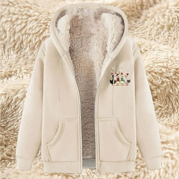 YueHuiYing Trendy Zip Up Hoodies for Women Lined Jackets Winter Coats Long Sleeve Sweatshirts Pullover Fall Clothes